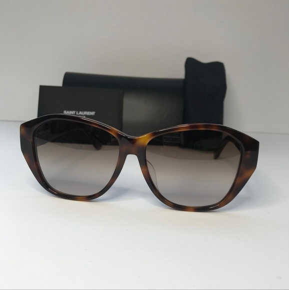 💯 Original SAINT LAURENTSL M8/FN Sunglasses Tortoise - Picture 3 of 13